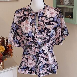Unique Vintage Dark Floral Top